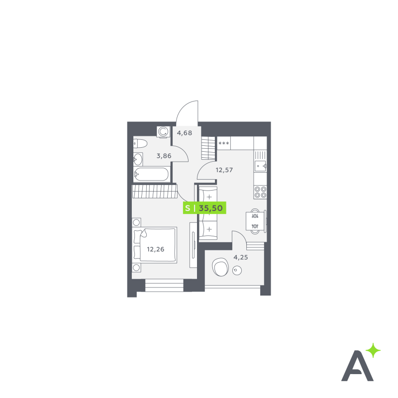 2 ккв (Евро) 35,8 м²