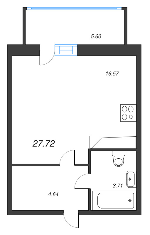 Студия 26,3 м²