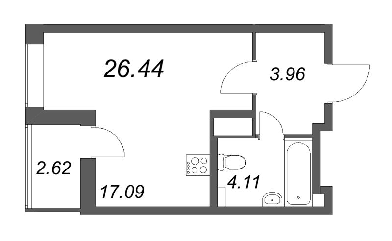 Студия 26,7 м²