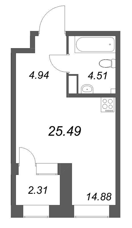 Студия 25,5 м²