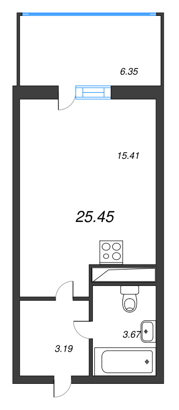 Студия 24,2 м²