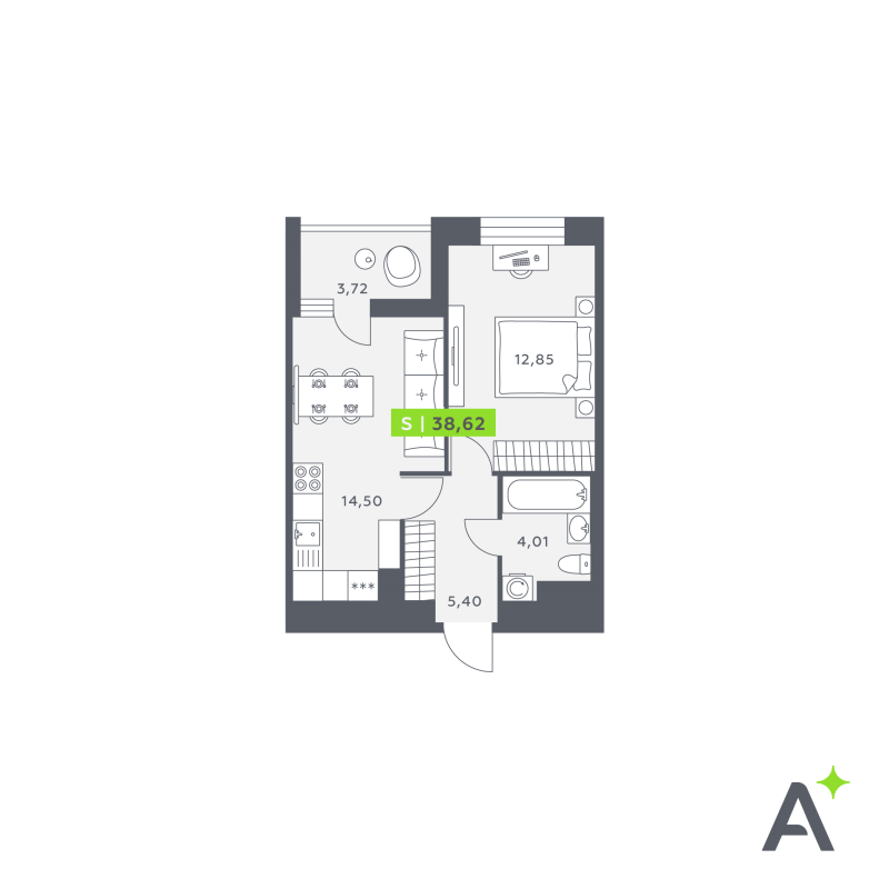 2 ккв (Евро) 38,6 м²