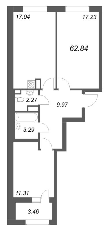 3 ккв (Евро) 62,8 м²