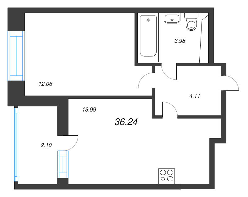 2 ккв (Евро) 36,2 м²