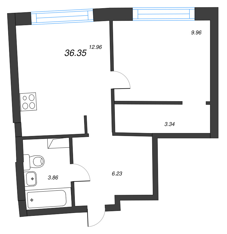 1 ккв 36,4 м²