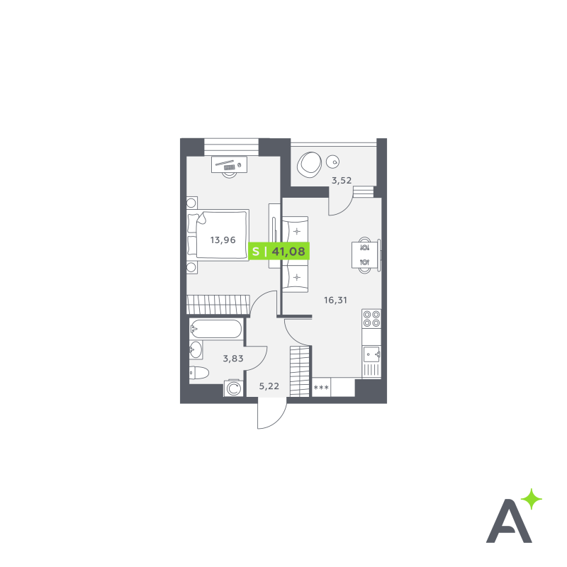 2 ккв (Евро) 40,7 м²