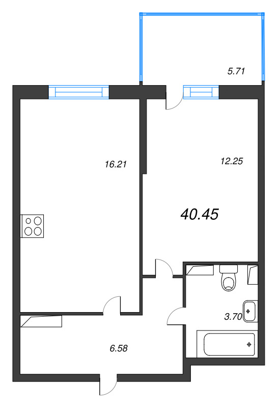 2 ккв (Евро) 40,1 м²