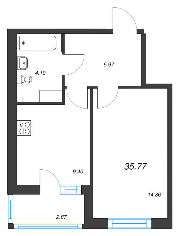1 ккв 35,8 м²