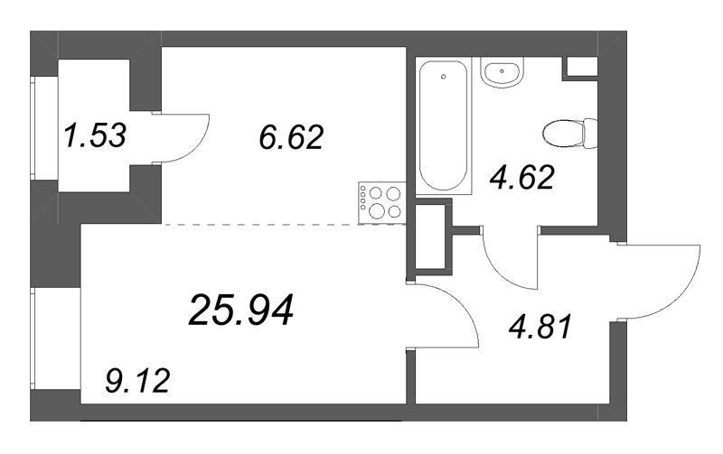 Студия 25,9 м²