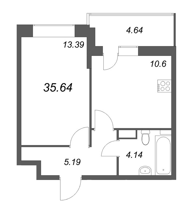 1 ккв 35,6 м²