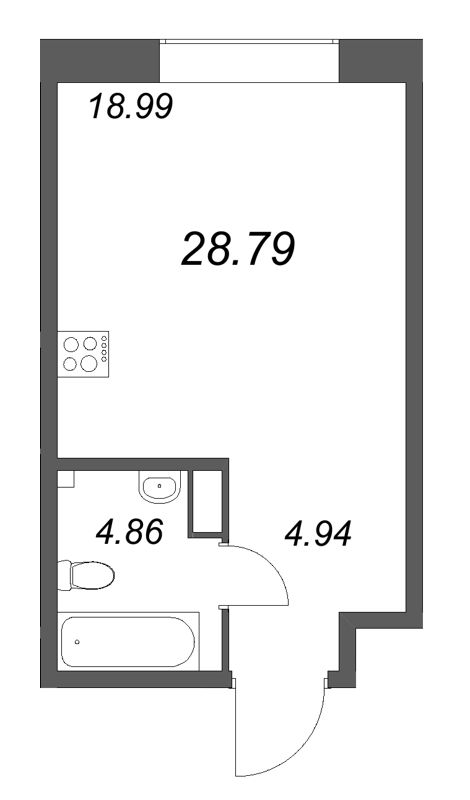 Студия 28,8 м²