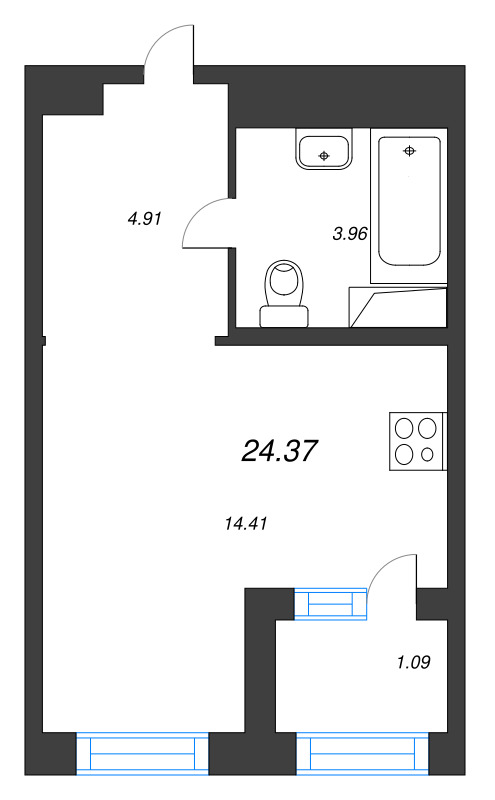 Студия 24,4 м²