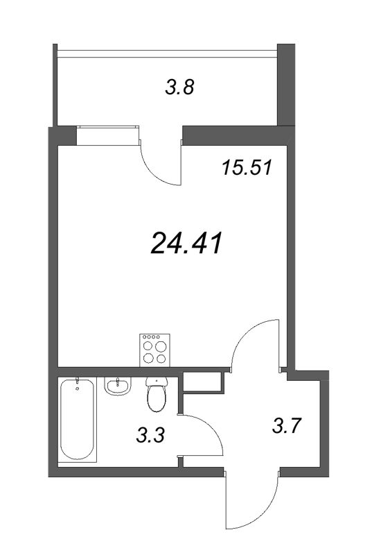 Студия 25,1 м²