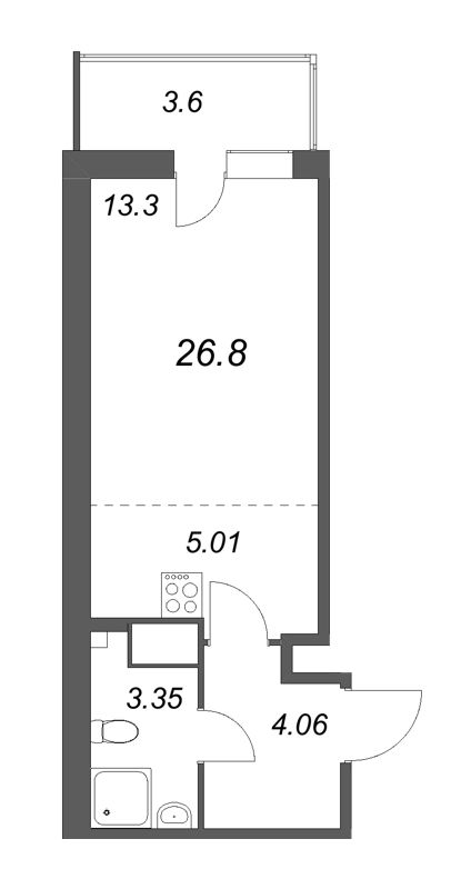 Студия 26,8 м²