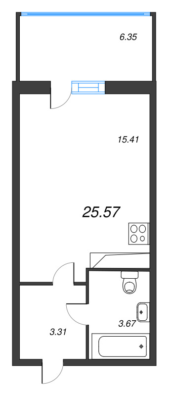 Студия 24,1 м²