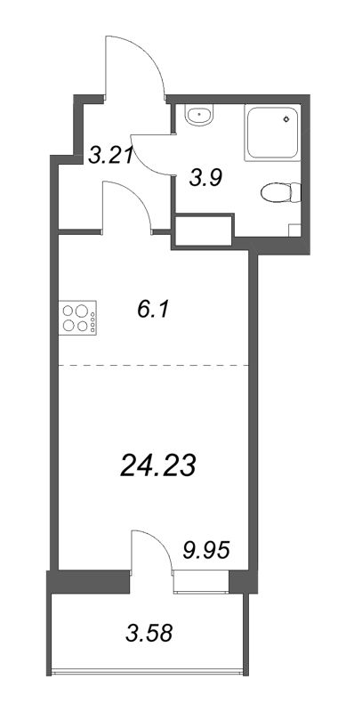 Студия 24,2 м²