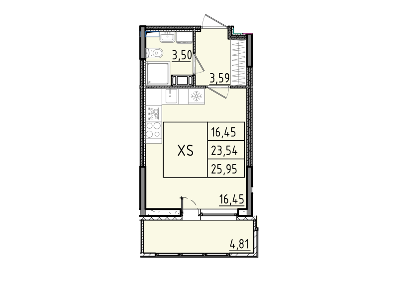 Студия 26 м²