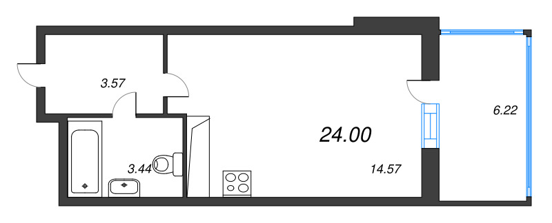 Студия 23,3 м²
