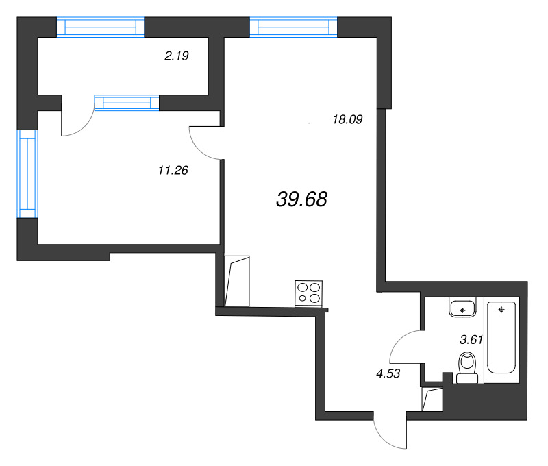 2 ккв (Евро) 39,7 м²