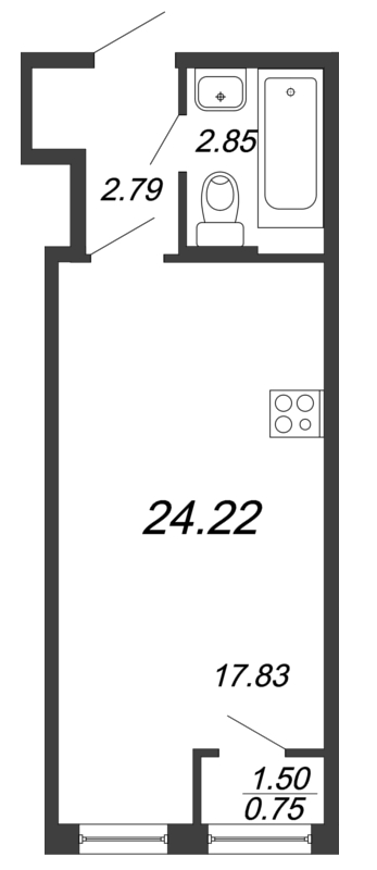 Студия 23,8 м²