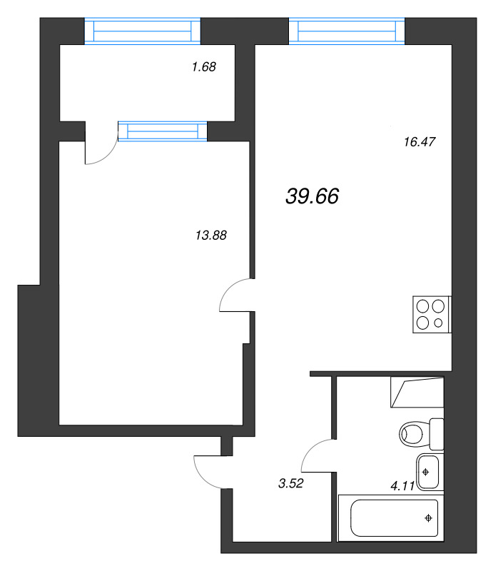 2 ккв (Евро) 39,7 м²