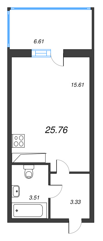 Студия 24,1 м²
