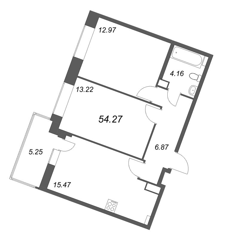 3 ккв (Евро) 54,3 м²