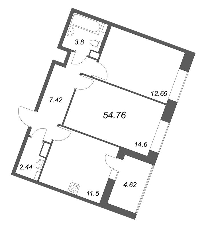 2 ккв 54,8 м²