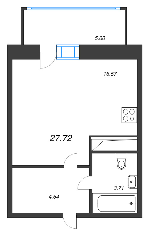 Студия 26,4 м²