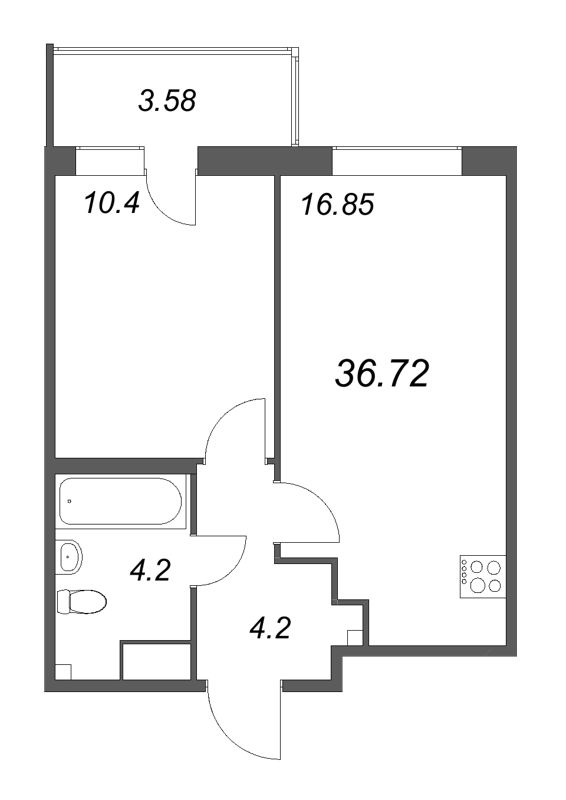 2 ккв (Евро) 36,7 м²