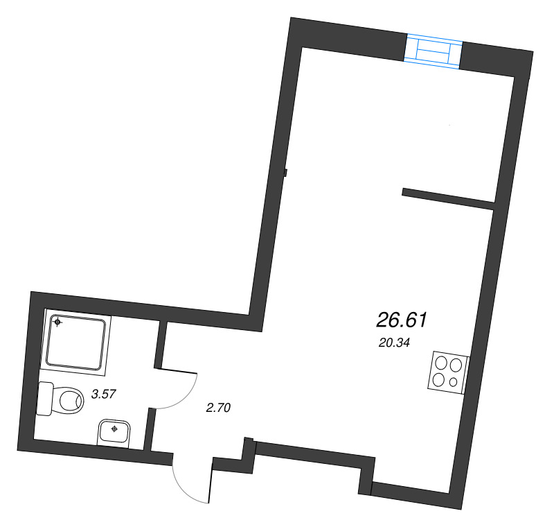 Студия 26,6 м²