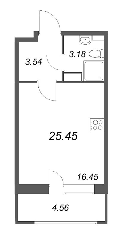 Студия 25,5 м²
