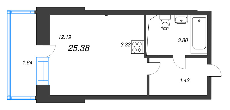 Студия 25,4 м²