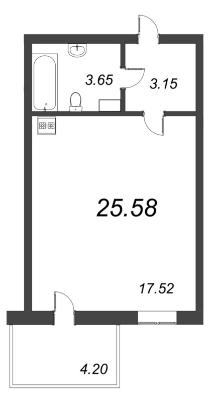 Студия 25,5 м²