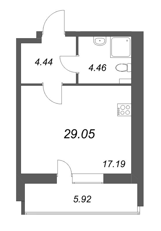 Студия 29,1 м²