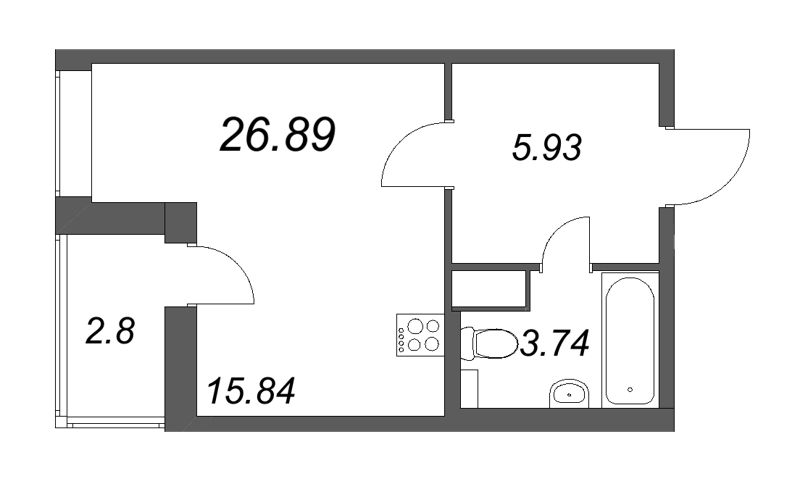 Студия 27,2 м²