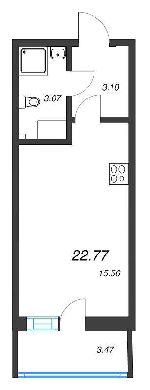 Студия 22,8 м²
