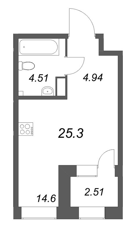 Студия 25,3 м²