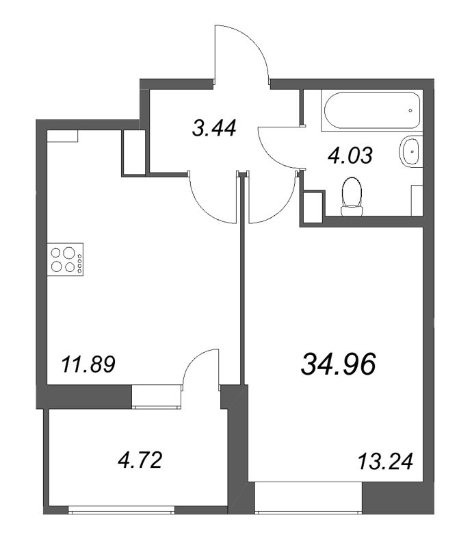 1 ккв 35 м²
