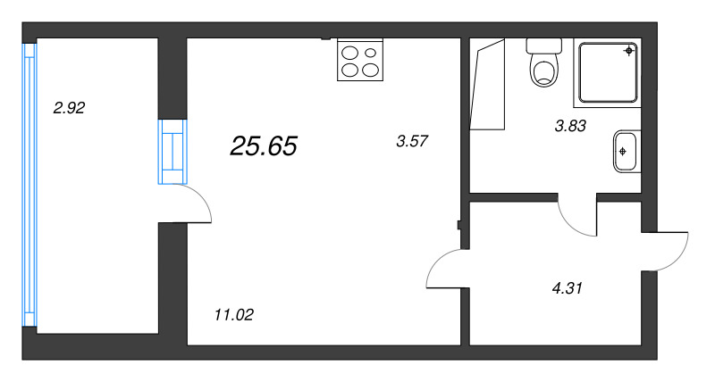Студия 25,7 м²