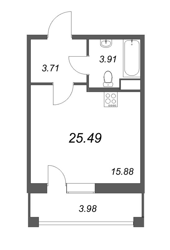 Студия 26,3 м²