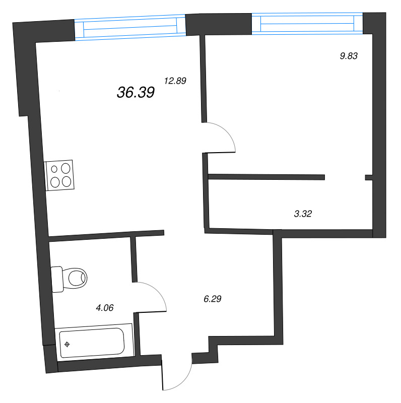 1 ккв 36,4 м²