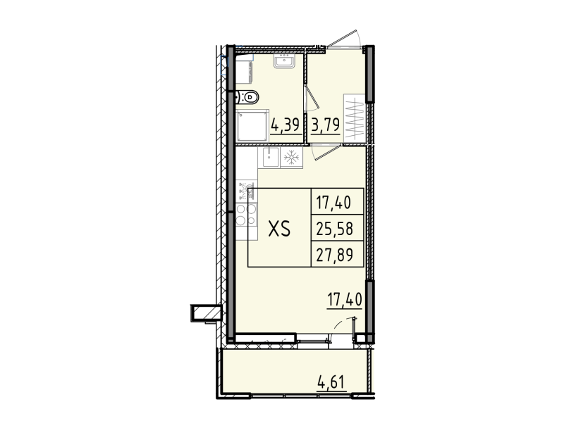 Студия 27,9 м²
