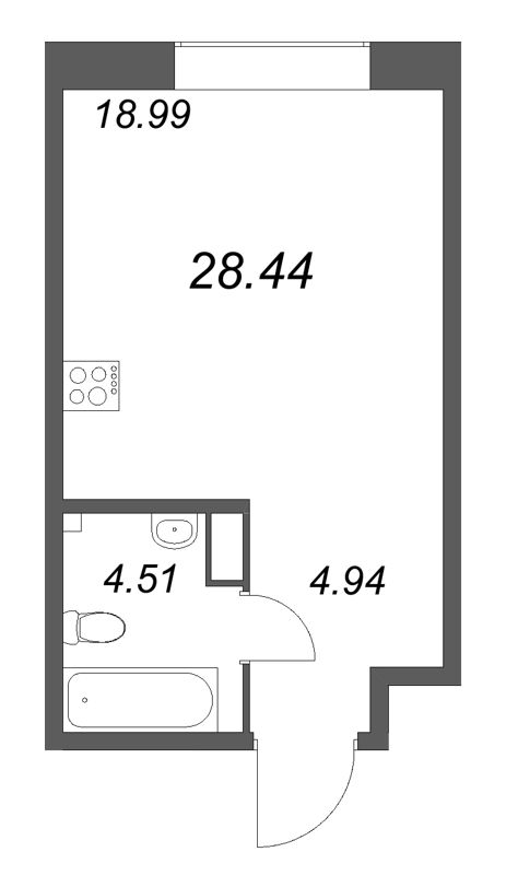 Студия 28,4 м²