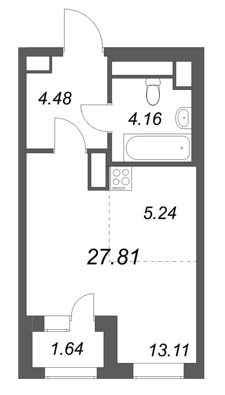 Студия 27,8 м²