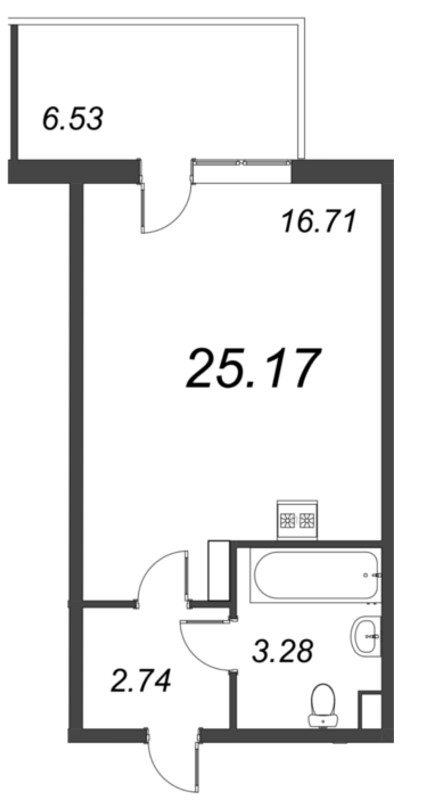 Студия 25,1 м²