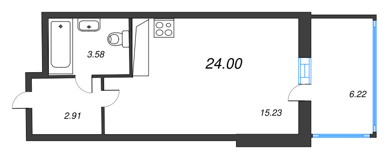 Студия 23,4 м²