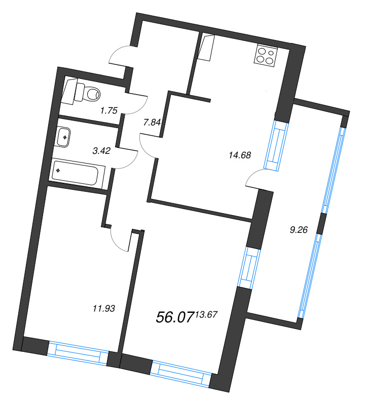2 ккв 56,1 м²