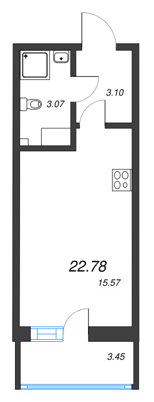 Студия 22,8 м²