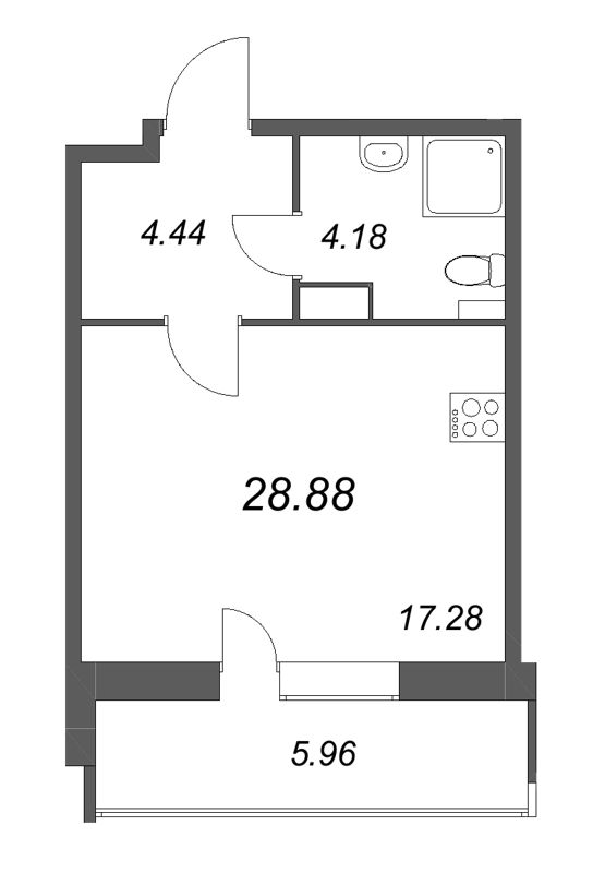 Студия 28,9 м²